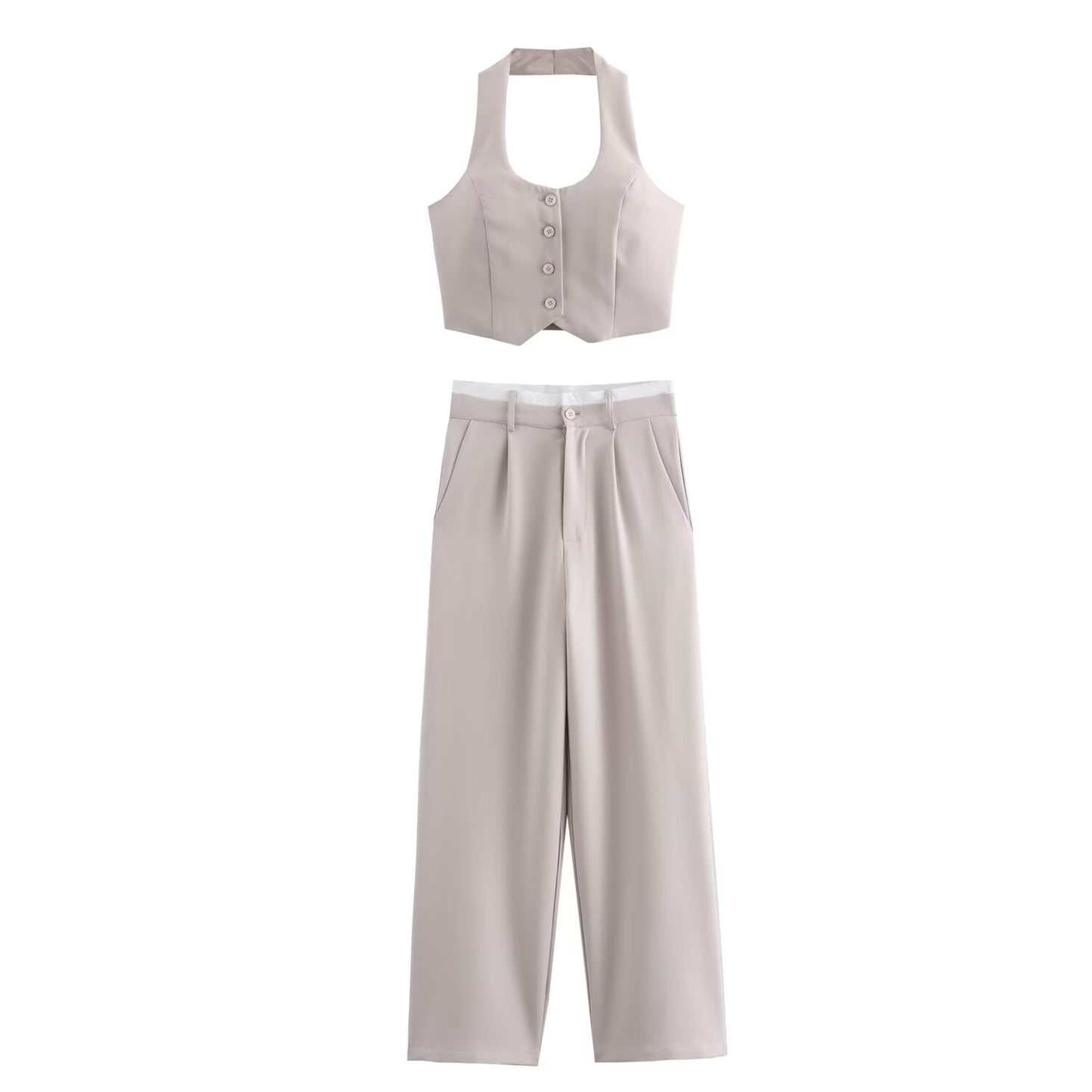 TMLESS | Cropped Vest 2-Piece Suit